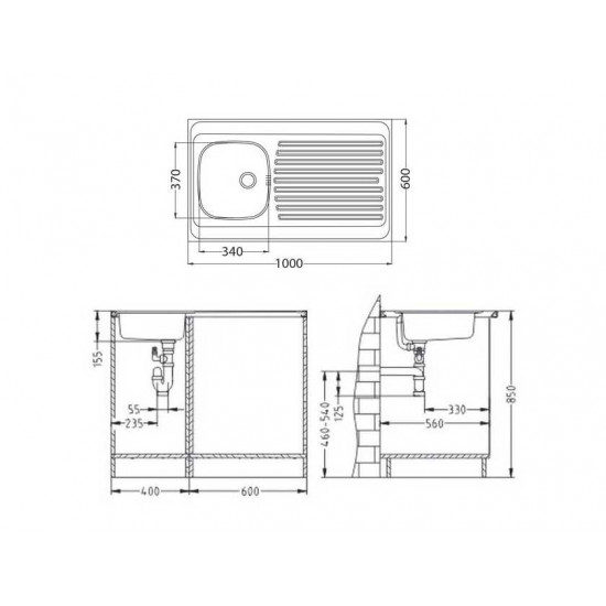 ALVEUS CLASSIC 70 NAT 1000X600 1X нерж.сталь