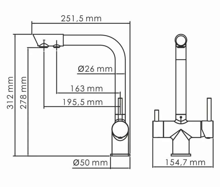 Смеситель для кухни WasserKRAFT A83 под фильтр
