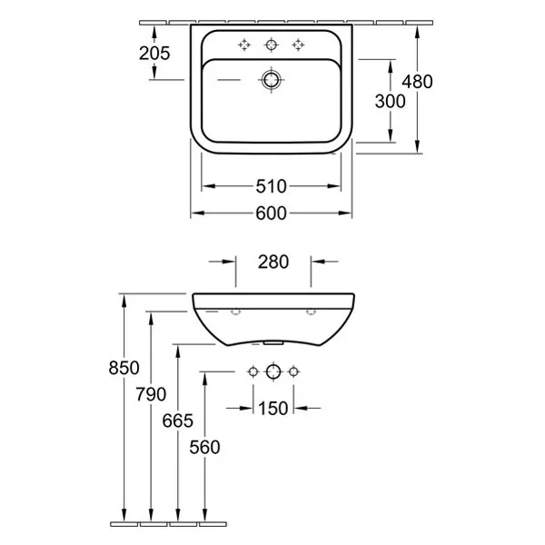 Раковина Villeroy & Boch Omnia Architectura 60 см прямоугольная 51756001