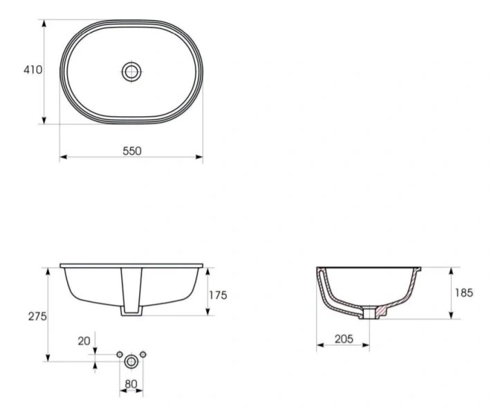 Раковина Cersanit Caspia 55 см белая, встраиваемая P-UM-CAS55/1